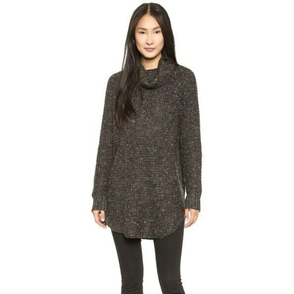 Free People Women's Dylan Tweedy Square Knit Turtleneck Sweater SZ XS